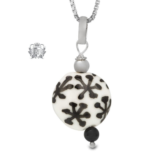 Black Snowflake Murano Glass Necklace