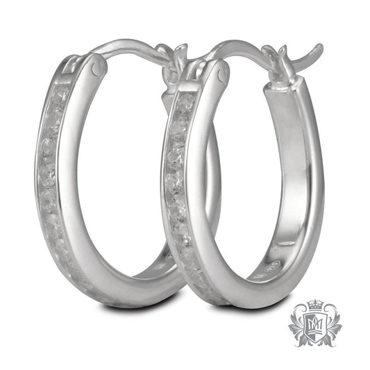 Metalsmiths Sterling Silver Large Channel Set Cubic Huggies